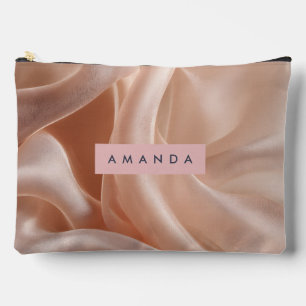 Personalised Elegant Blush Silk Texture Accessory Pouch