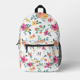 Personalised Elegant Boho Floral Wildflower Printed Backpack