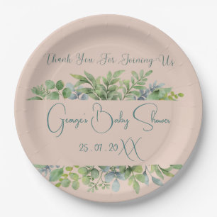 Personalised Elegant Botanical Baby Shower  Paper Plate