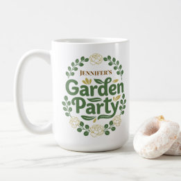Personalised Elegant Botanical Garden Party Wreath Coffee Mug