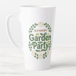 Personalised Elegant Botanical Garden Party Wreath Latte Mug