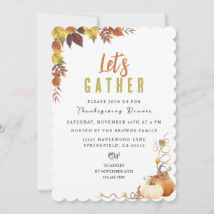 Personalised Elegant Botanical Thanksgiving Invitation