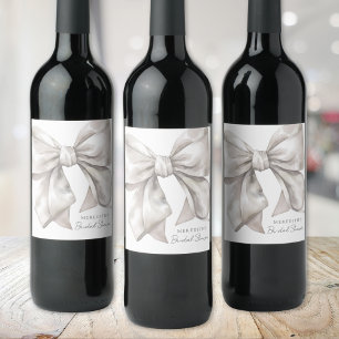 Personalised Elegant Bow Bridal Shower Wine Label