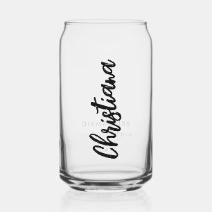 Personalised Elegant Bridesmaid Brush Typography Can Glass