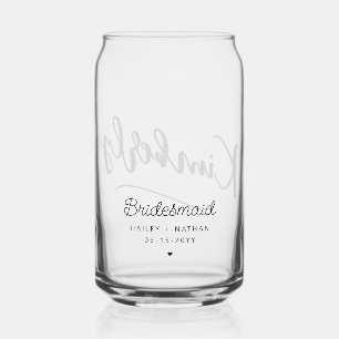 Personalised Elegant Bridesmaid Script Typography Can Glass