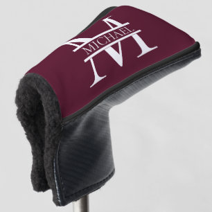 Personalised Elegant Burgundy Monogram and Name Golf Head Cover