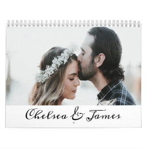 Personalised Elegant Calligraphy Couple Photo  Calendar