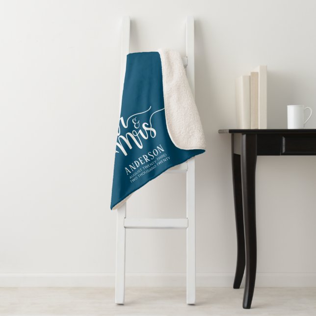 Personalised Elegant Calligraphy Mr. & Mrs. Sherpa Blanket (In Situ)
