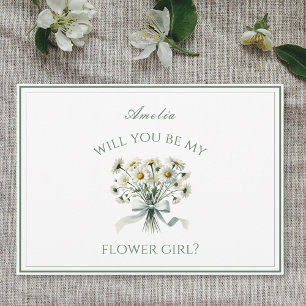 Personalised Elegant Chic Daisies Bow Flower Girl Card