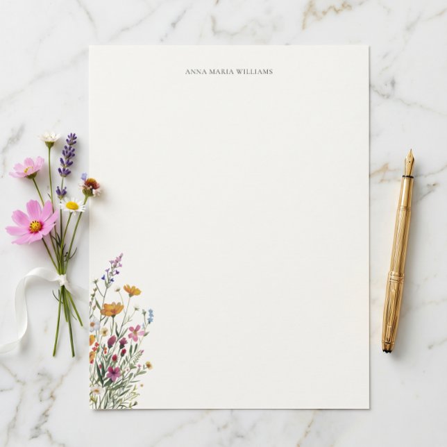  Personalised Elegant Chic Floral Letterhead (Letterhead-size standard letter size 8.5 x 11 inches. Choose paper style and add an envelope.)