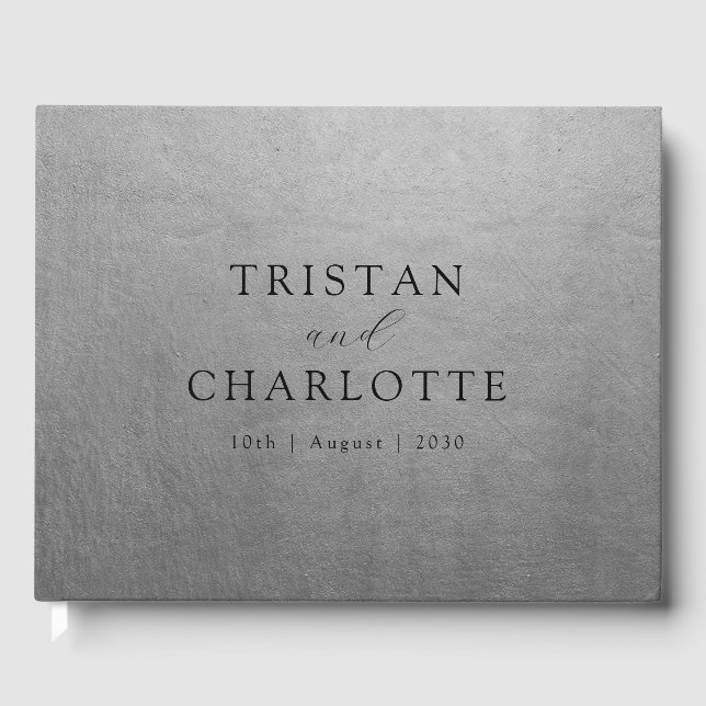 Personalised Elegant Chic Silver Guest Book (Front)