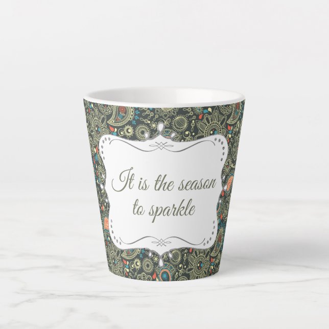 Personalised Elegant Christmas Pattern Latte Mug (Front)