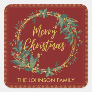 Personalised Elegant Christmas Wreath Stickers