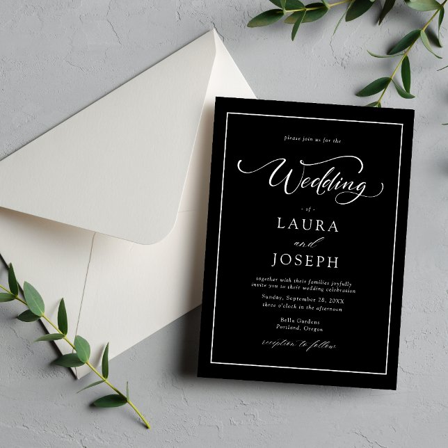Personalised Elegant Classic Black & White Wedding Invitation (Creator Uploaded)