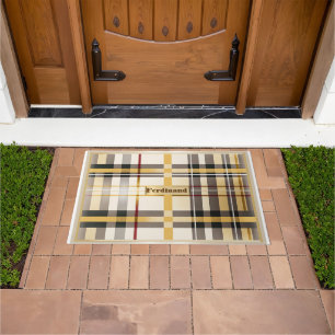 Personalised Elegant Classic Tan and Taupe Doormat
