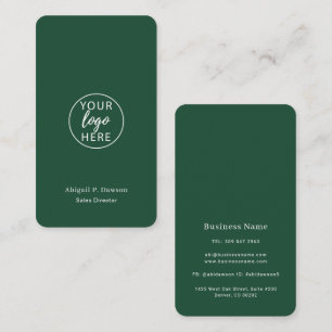 Personalised Elegant Company Logo Green Business Card