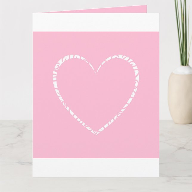 Personalised Elegant, Cute Pink Heart Valentine's Card (Front)