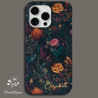 Personalised Elegant Dark Gothic Floral Rose iPhone 15 Pro Max Case