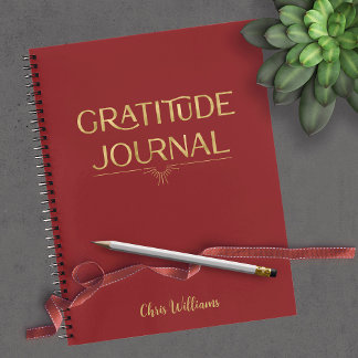 Personalised Elegant Dark Red Gratitude Notebook