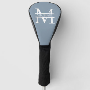 Personalised Elegant Dusty Blue Monogram and Name Golf Head Cover