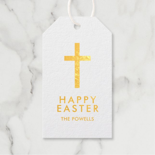 Personalised Elegant Easter Cross   Gift Tags (Front)