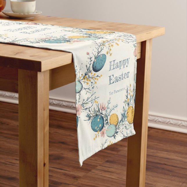 Personalised Elegant Egg Floral Easter Long Table Runner (In Situ)