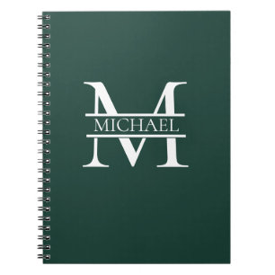 Personalised Elegant Emerald Green Monogram & Name Notebook