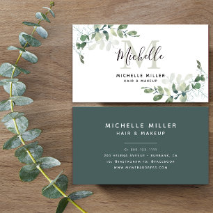 Personalised Elegant Eucalyptus Monogram  Business Card