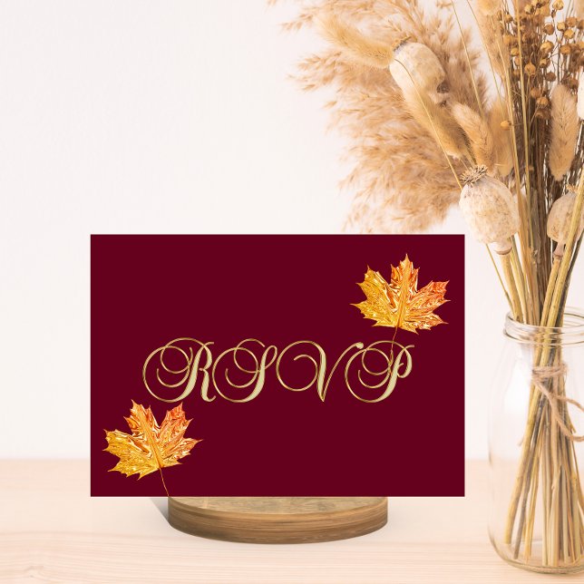 Personalised Elegant Fall Burgundy RSVP Wedding Card (Creator Uploaded)
