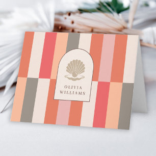 Personalised Elegant Feminine Stripes Pattern Thank You Card
