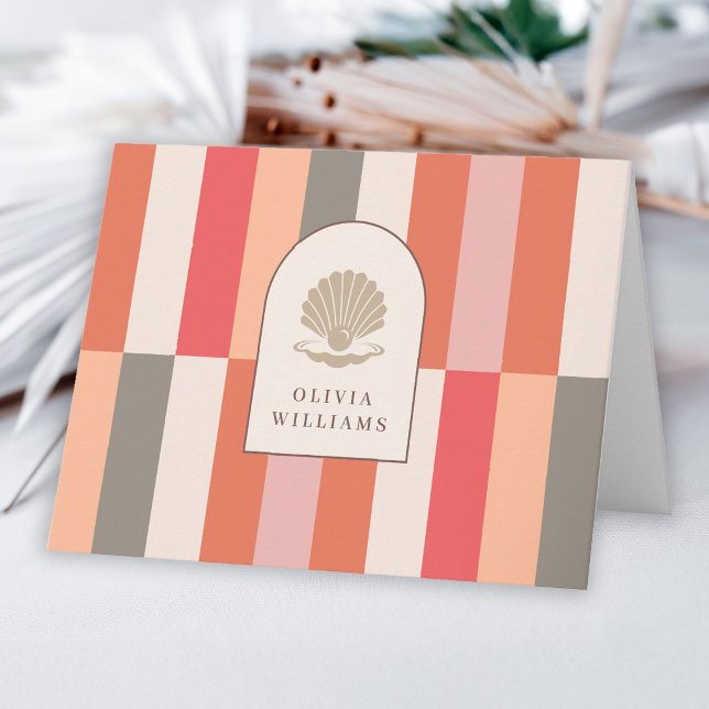 Personalised Elegant Feminine Stripes Pattern Thank You Card (Creator Uploaded)