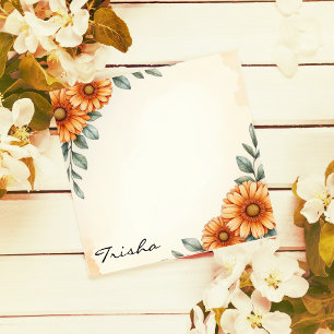 Personalised Elegant Floral Autumn Notepad 