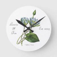 Personalised Elegant Floral Blue Nymphea Wooden