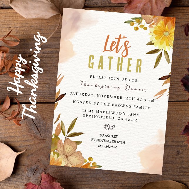 Personalised Elegant Floral Botanical Thanksgiving Invitation (Creator Uploaded)