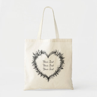 Personalised Elegant Floral Heart Tote Bag