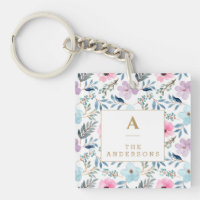 Personalised Elegant Floral Monogram Pastel Name