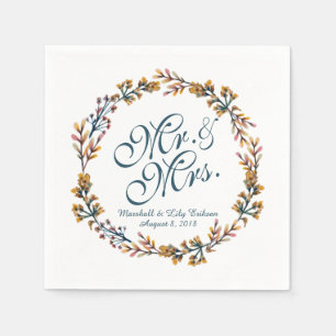 Personalised Elegant Floral Wedding Napkin