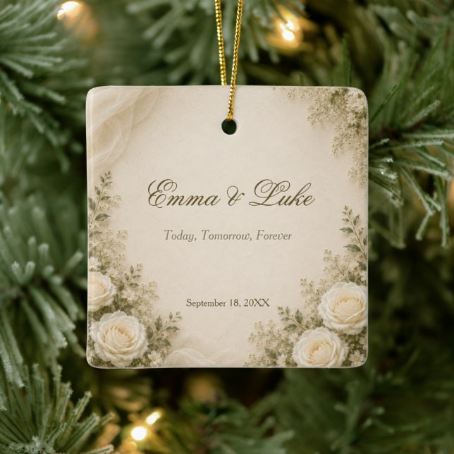 Personalised Elegant Floral Wedding Ornament (Tree)