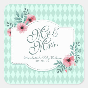 Personalised Elegant Floral Wedding Sticker