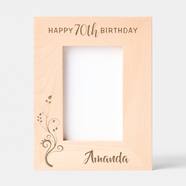 Personalised Elegant Foliage 80th Birthday Etched Frames (Front)