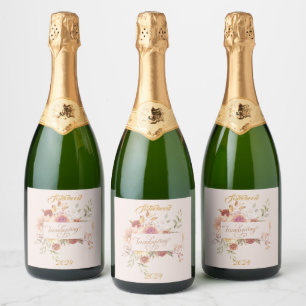Personalised Elegant Friendsgiving Entertaining Sparkling Wine Label