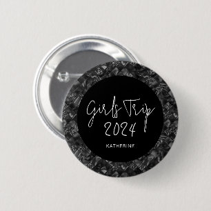 Personalised Elegant Girls Trip Faux Glitter Foil 6 Cm Round Badge