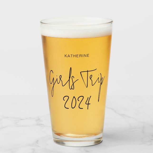 Personalised Elegant Girls Trip Script Typography Glass (Front Filled)