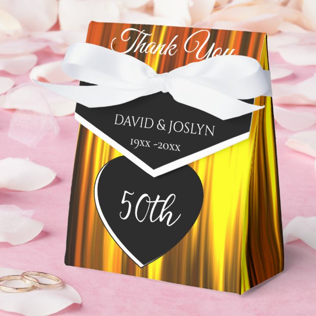 Personalised Elegant Gold 50th Wedding Anniversary Favour Box (Wedding)