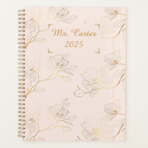 Personalised Elegant Gold Floral Weekly/Monthly  Planner