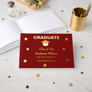 Personalised Elegant Gold Foil Graduation Party Guest Book