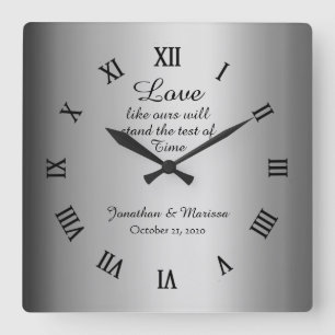 Personalised Elegant Gold Foil Wedding Keepsake Square Wall Clock
