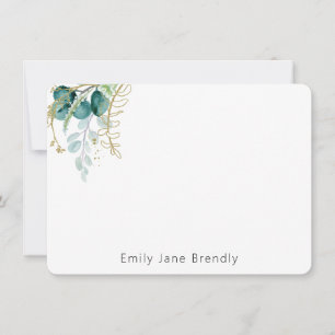 Personalised Elegant Gold Greenery Watercolor  Card
