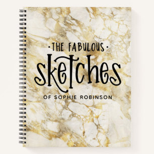 Personalised Elegant Gold Marble Sketchbook Notebook