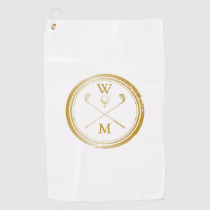 Personalised Elegant Gold Monogram Initials Golf Towel